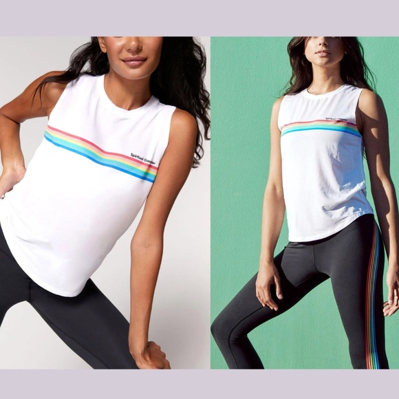 NEW $62 Spiritual Gangster [ Large ] Rainbow Muscle‎ Tank Top in White - Picture 1 of 16